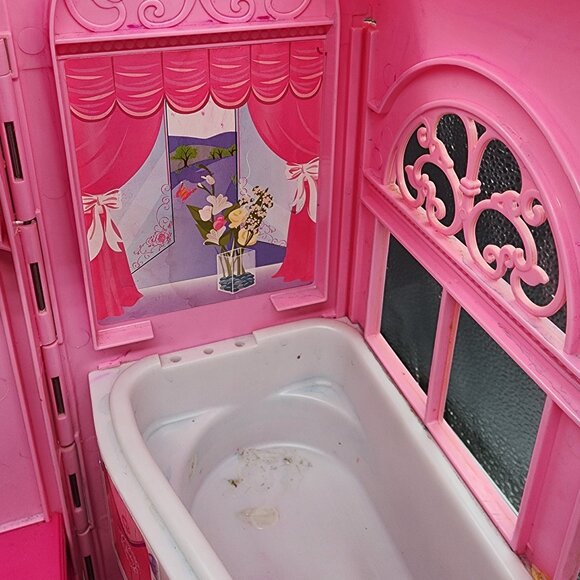 Vintage 1998 Barbie Dream House Foldable Playset Pink Castle Mattel - Picture 5 of 13